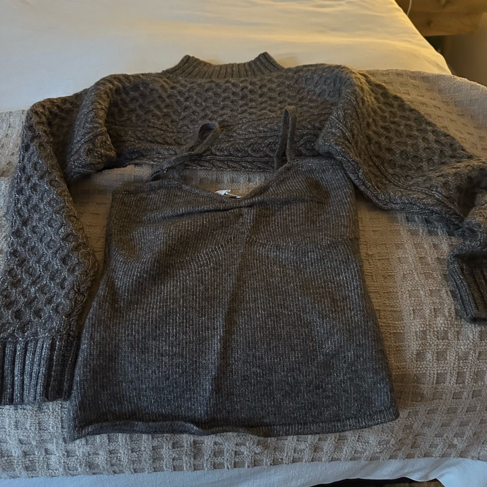 Anthropologie brown Knit Sweater and Tank Set